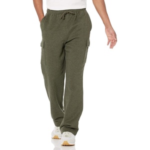 Amazon Essentials Men’s Relaxed Fit Cargo Fleece Sweatpants with Open Bottom(Olive Heather)