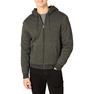 Amazon Essentials Men’s Sherpa-Lined Full-Zip Fleece Hoodie Sweatshirt(Charcoal Heather)