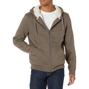 Amazon Essentials Men’s Sherpa-Lined Full-Zip Fleece Hoodie Sweatshirt(Dark Brown)