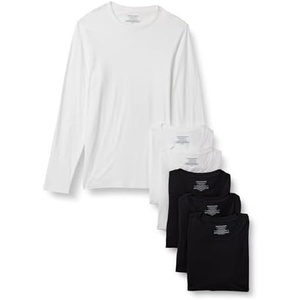 Amazon Essentials Men’s Slim Fit Crewneck Undershirts, Pack of 6(Black/White)