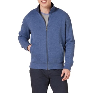 Amazon Essentials Men’s Standard Full-Zip Fleece Mock Neck Midweight Sweatshirt with Pockets(Blue Heather)