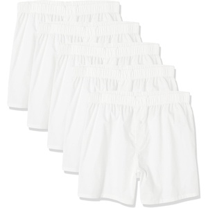 Amazon Essentials Men’s Woven Cotton Boxer Short Underwear (Available in Big & Tall)(White)