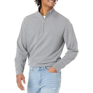 Amazon Essentials mens Lightweight French Terry Quarter-zip Mockneck Sweatshirt(Charcoal Heather)