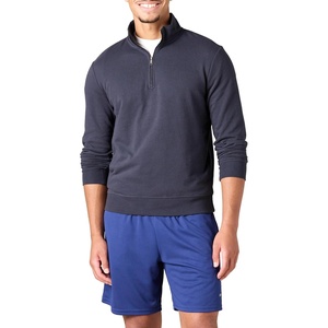 Amazon Essentials mens Lightweight French Terry Quarter-zip Mockneck Sweatshirt(Dark Navy)