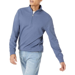Amazon Essentials mens Lightweight French Terry Quarter-zip Mockneck Sweatshirt(Indigo Blue)