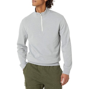Amazon Essentials mens Lightweight French Terry Quarter-zip Mockneck Sweatshirt(Light Grey Heather)