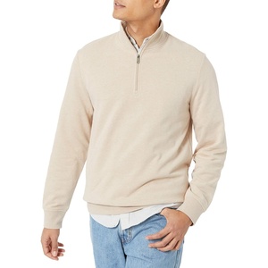 Amazon Essentials mens Lightweight French Terry Quarter-zip Mockneck Sweatshirt(Oatmeal Heather)