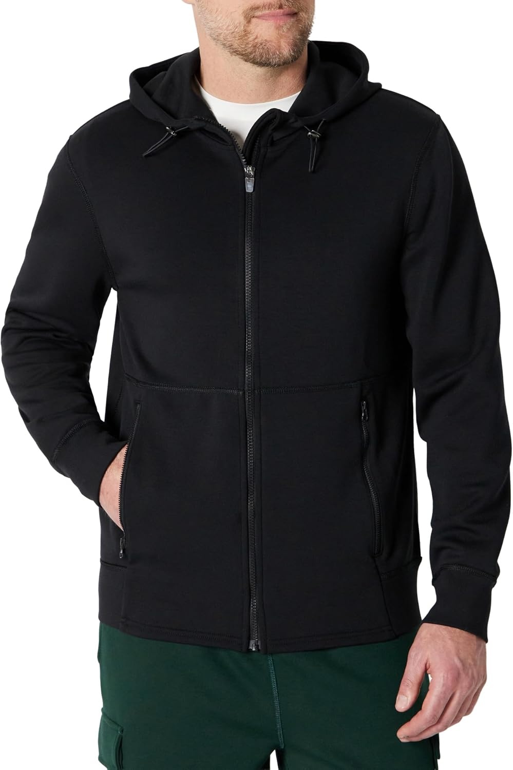 image:imageAmazon Essentials Active Mens Active RelaxedFit Zip Through HoodieBlack