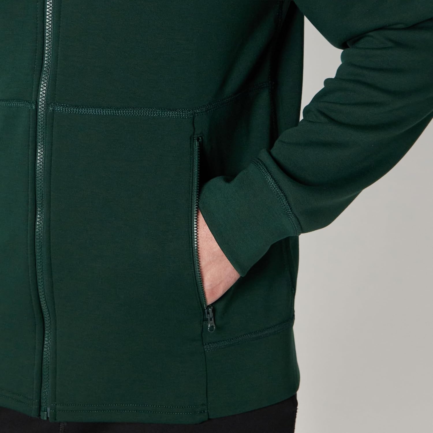 image:imageAmazon Essentials Active Mens Active RelaxedFit Zip Through HoodieDark Green