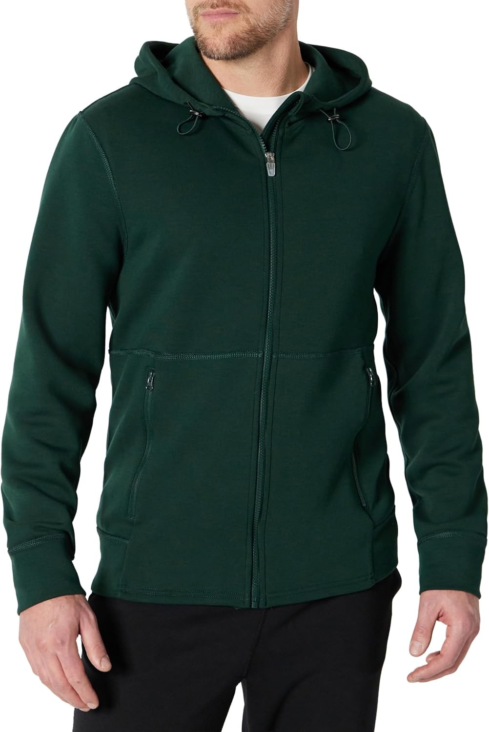 image:imageAmazon Essentials Active Mens Active RelaxedFit Zip Through HoodieDark Green