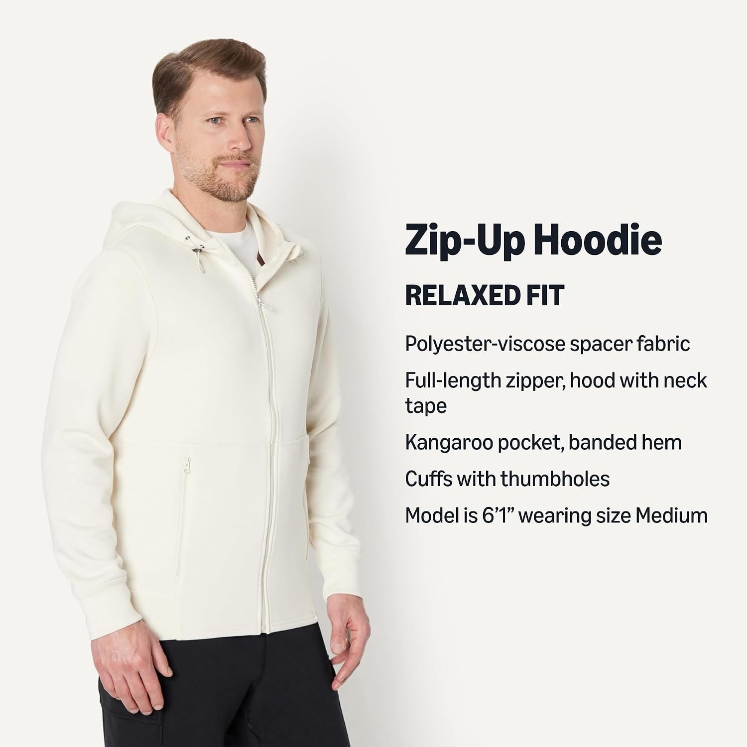 image:imageAmazon Essentials Active Mens Active RelaxedFit Zip Through HoodieLight Beige