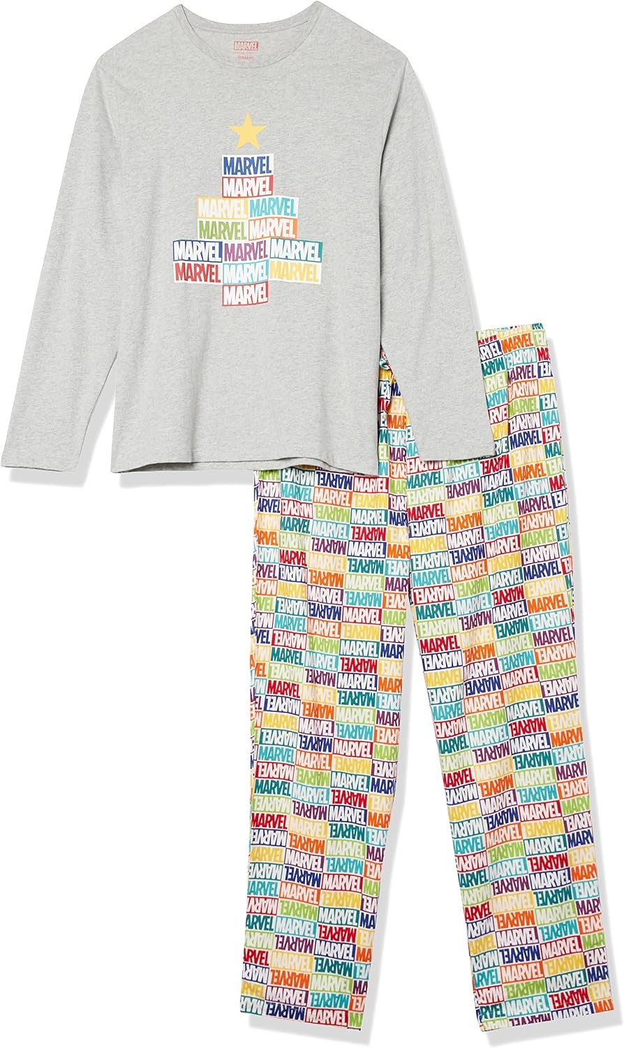 image:imageAmazon Essentials Disney Marvel Star Wars Mens Flannel Pajama Sleep SetsMarvel Holiday Bricks