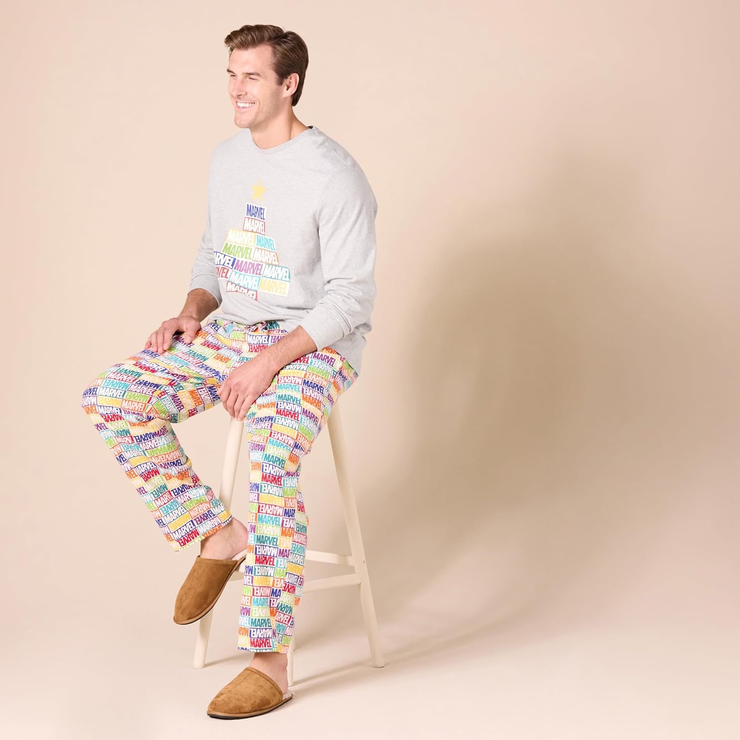 image:imageAmazon Essentials Disney Marvel Star Wars Mens Flannel Pajama Sleep SetsMarvel Holiday Bricks