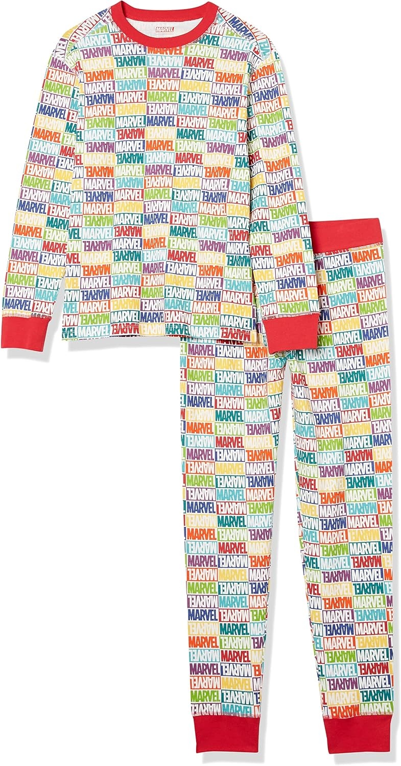 image:imageAmazon Essentials Disney Marvel Star Wars Mens SnugFit Cotton Pajama Sleep SetsMarvel Holiday Bricks