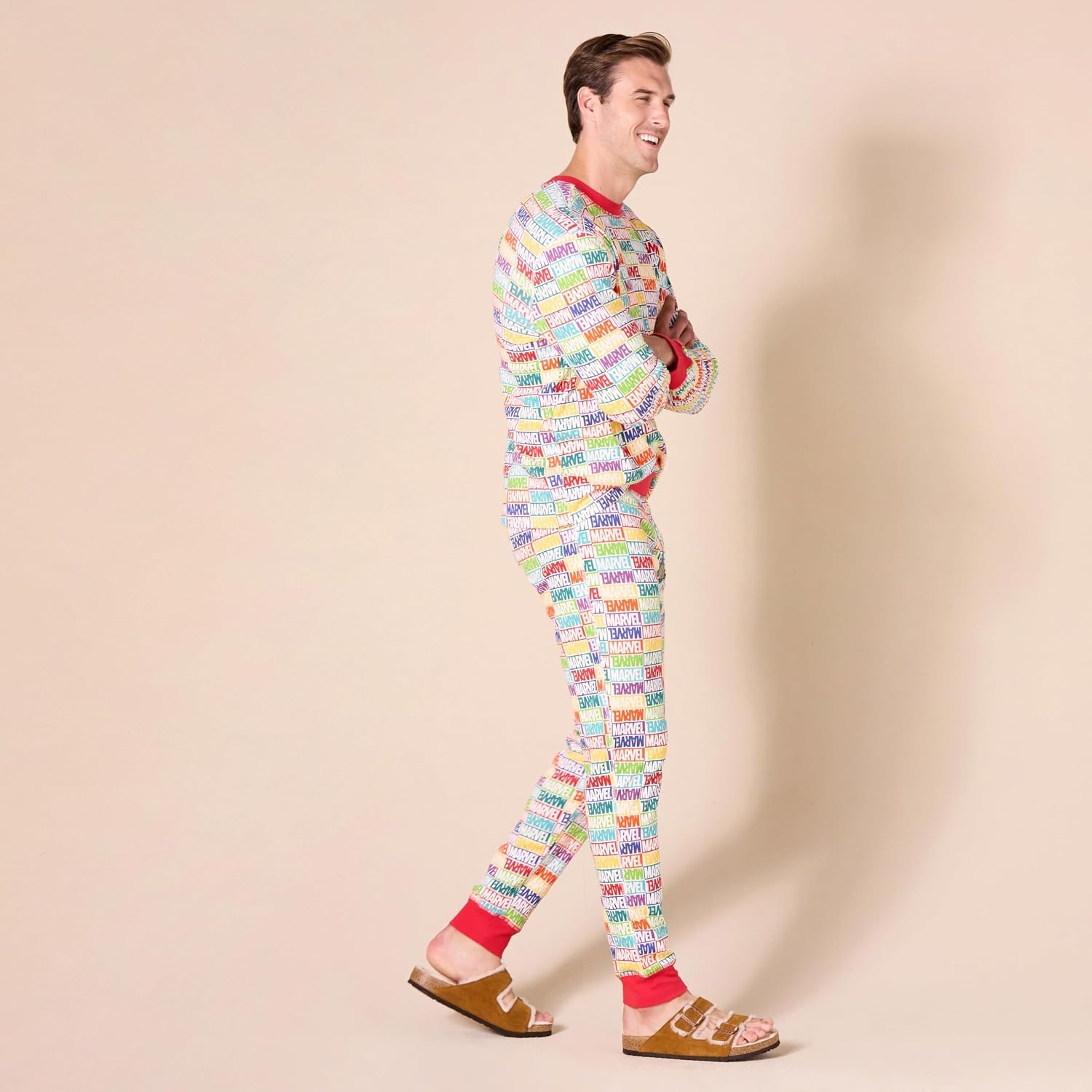 image:imageAmazon Essentials Disney Marvel Star Wars Mens SnugFit Cotton Pajama Sleep SetsMarvel Holiday Bricks