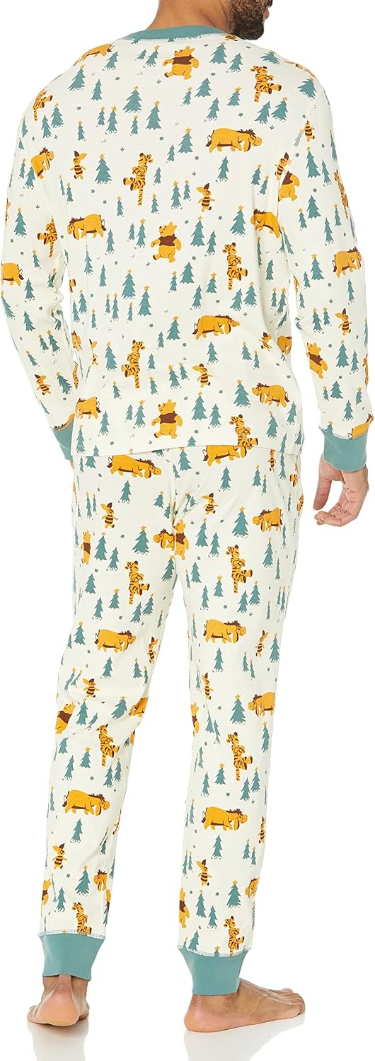 image:imageAmazon Essentials Disney Marvel Star Wars Mens SnugFit Cotton Pajama Sleep SetsPooh Holiday Forest Mens Snug Fit