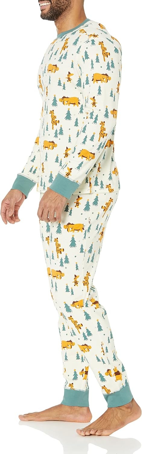 image:imageAmazon Essentials Disney Marvel Star Wars Mens SnugFit Cotton Pajama Sleep SetsPooh Holiday Forest Mens Snug Fit