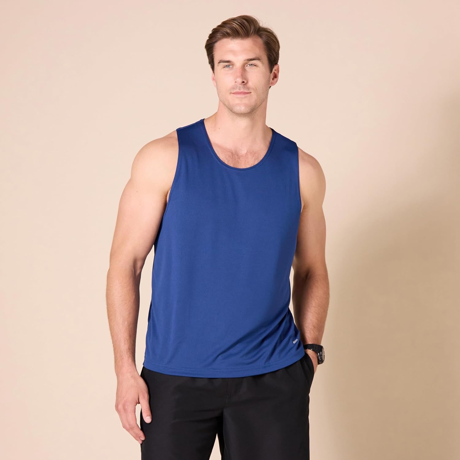image:imageAmazon Essentials Mens Active Performance Tech Racerback TankNavy