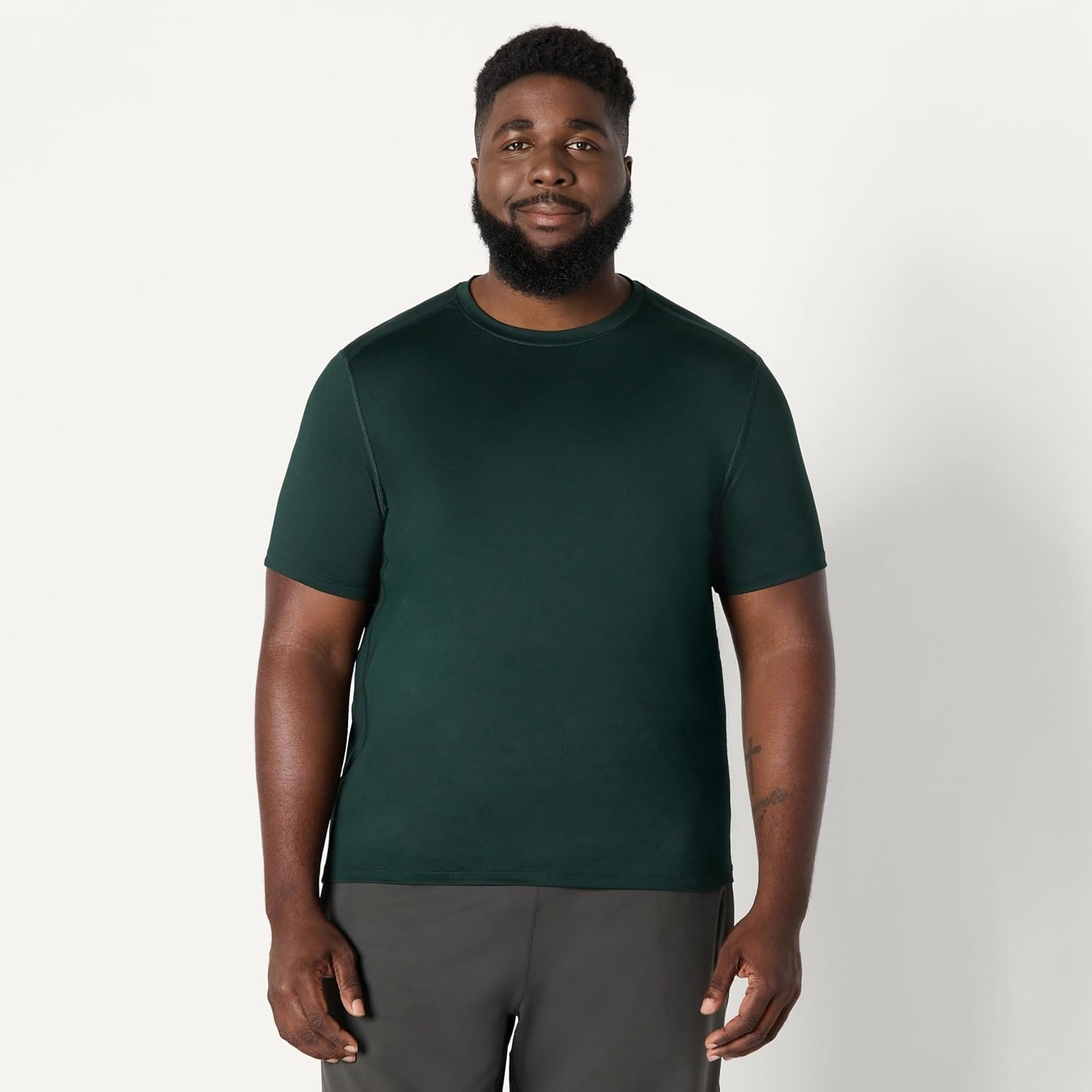 image:imageAmazon Essentials Mens Active Quick Dry Moisture Wicking Tech Stretch Lightweight ShortSleeve TShirtDark Green