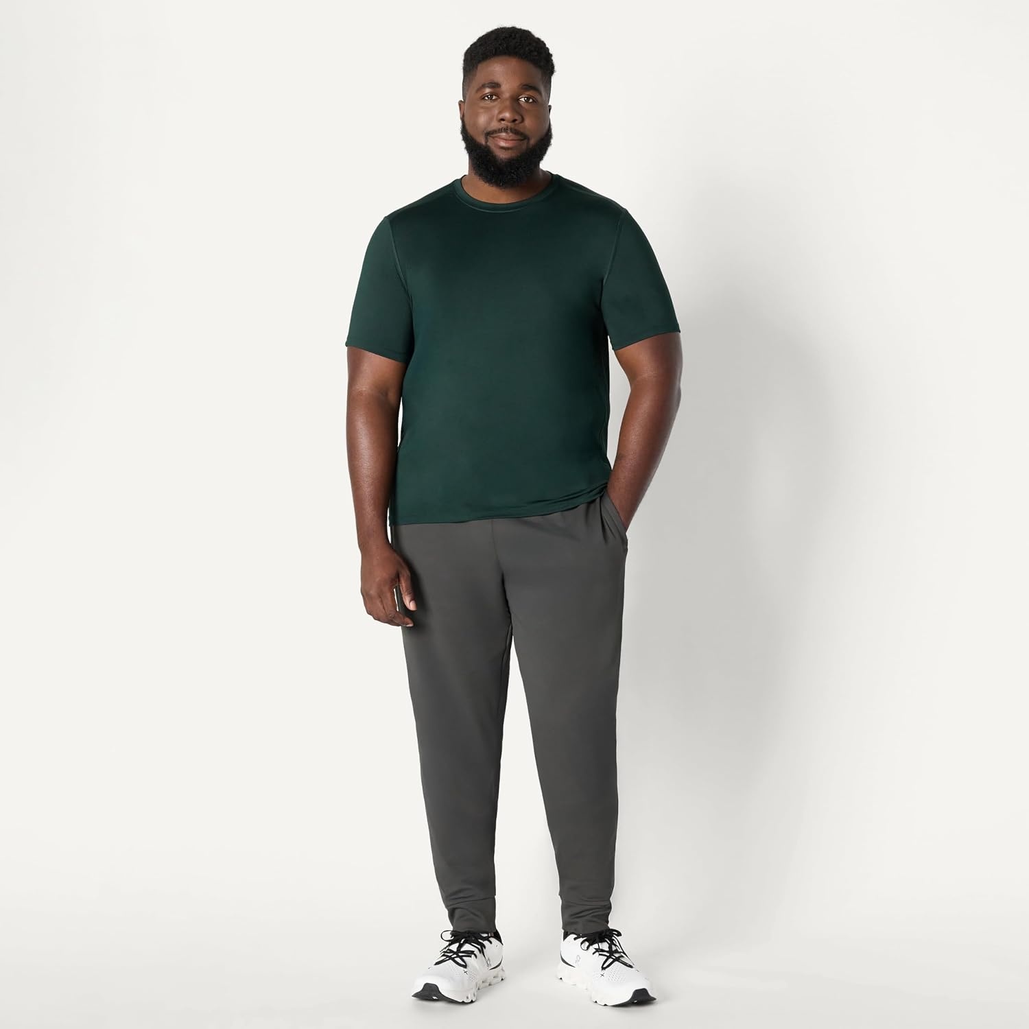 image:imageAmazon Essentials Mens Active Quick Dry Moisture Wicking Tech Stretch Lightweight ShortSleeve TShirtDark Green
