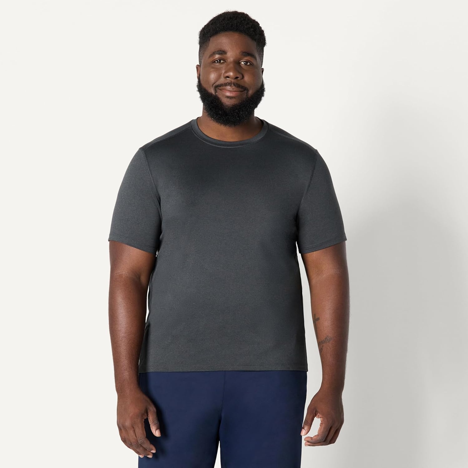 image:imageAmazon Essentials Mens Active Quick Dry Moisture Wicking Tech Stretch Lightweight ShortSleeve TShirtHenna Heather Graphite