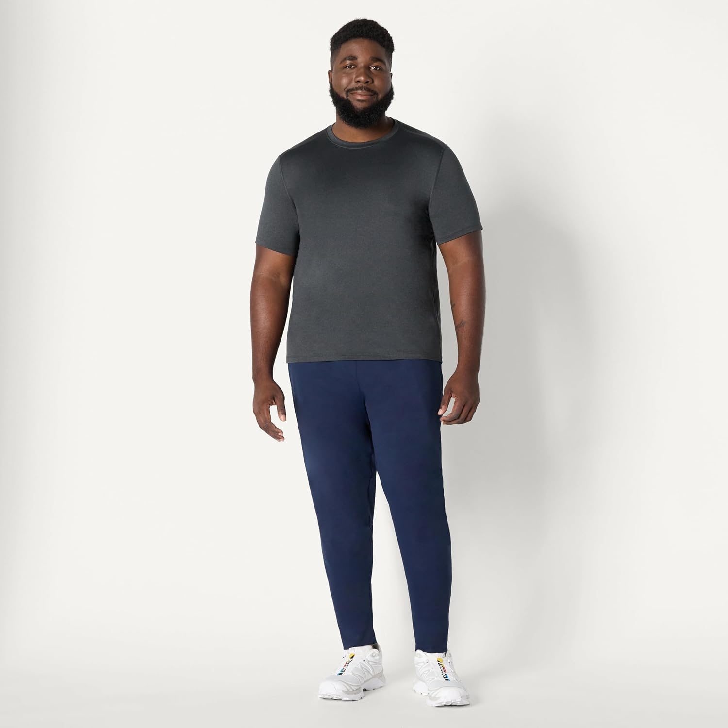image:imageAmazon Essentials Mens Active Quick Dry Moisture Wicking Tech Stretch Lightweight ShortSleeve TShirtHenna Heather Graphite