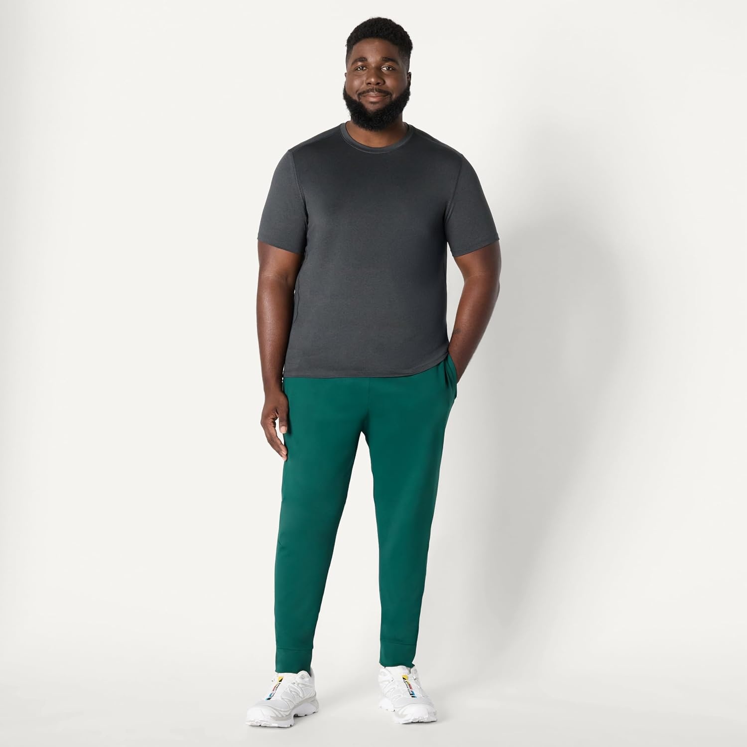 image:imageAmazon Essentials Mens Active Quick Dry Moisture Wicking Tech Stretch Lightweight ShortSleeve TShirtNavy Heather Graphite
