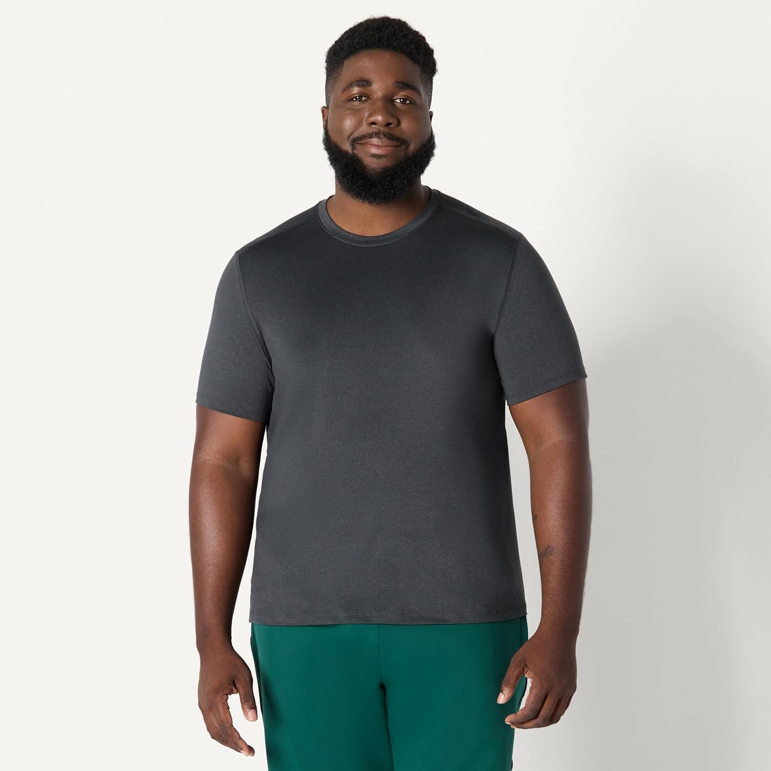 image:imageAmazon Essentials Mens Active Quick Dry Moisture Wicking Tech Stretch Lightweight ShortSleeve TShirtNavy Heather Graphite