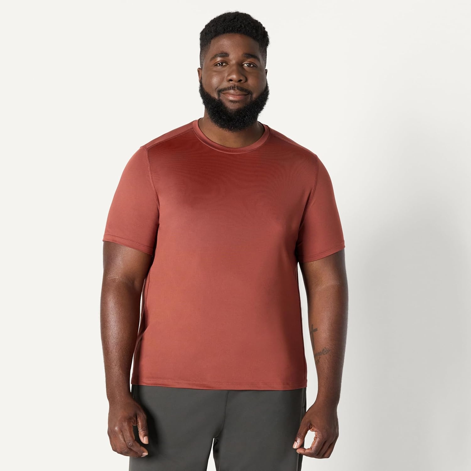 image:imageAmazon Essentials Mens Active Quick Dry Moisture Wicking Tech Stretch Lightweight ShortSleeve TShirtRich Chestnut Brown