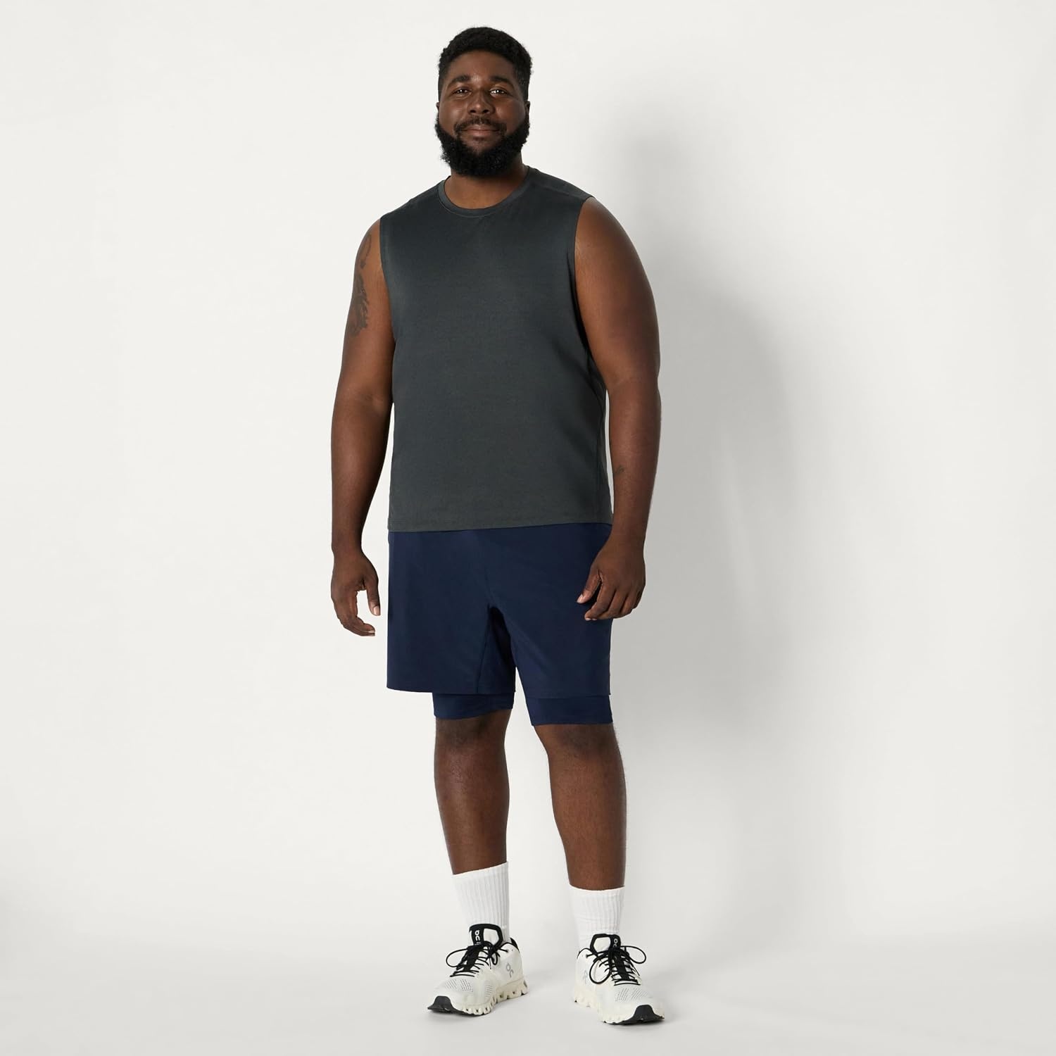 image:imageAmazon Essentials Mens Active Quick Dry MoistureWicking Tech Stretch Lightweight Sleeveless Muscle ShirtBlack Heather Graphite