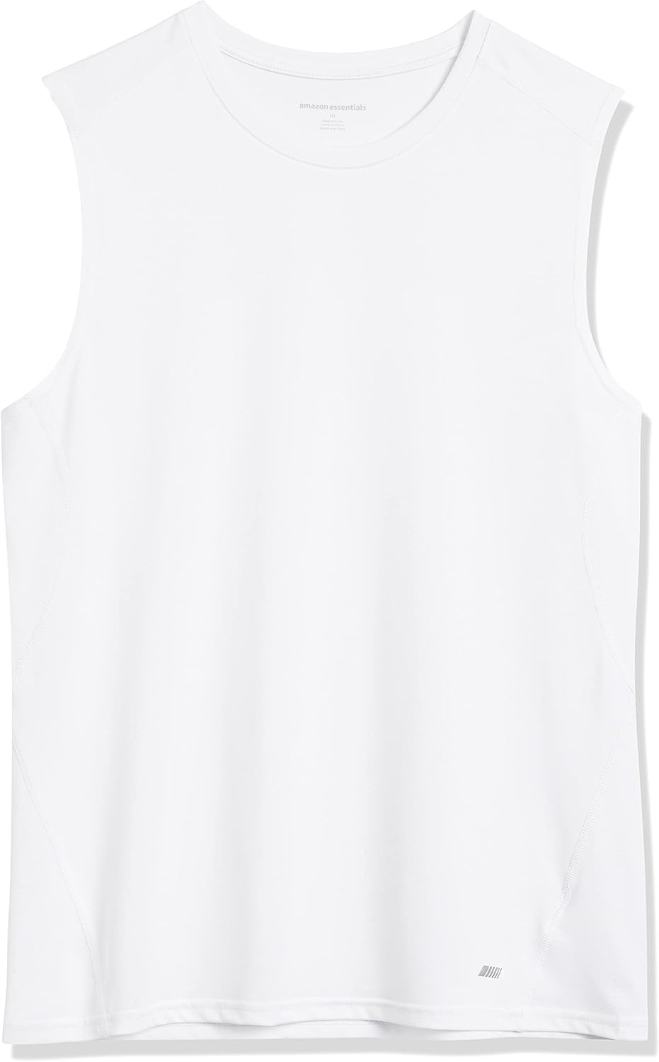 image:imageAmazon Essentials Mens Active Quick Dry MoistureWicking Tech Stretch Lightweight Sleeveless Muscle ShirtBright White