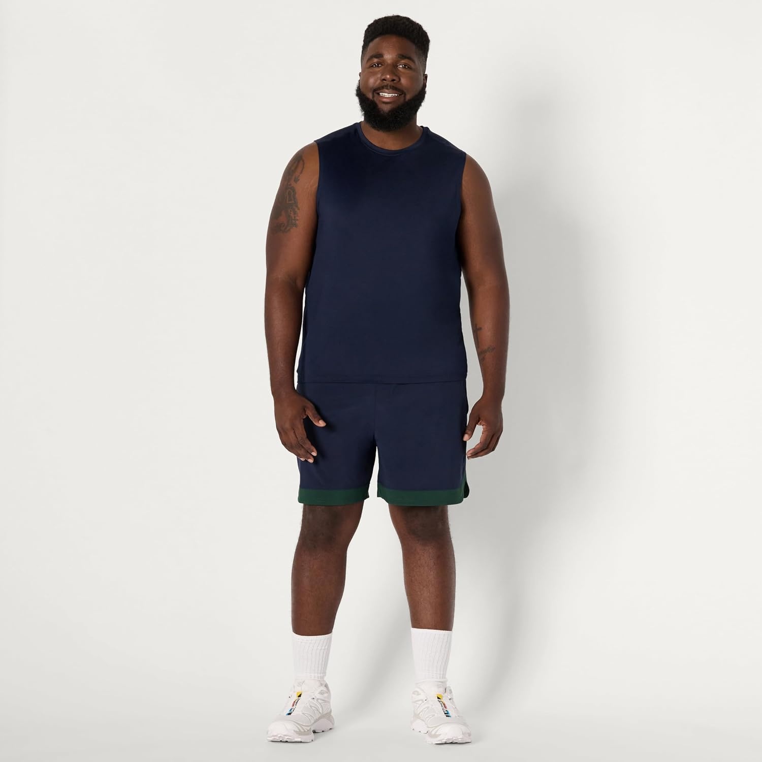 image:imageAmazon Essentials Mens Active Quick Dry MoistureWicking Tech Stretch Lightweight Sleeveless Muscle ShirtNavy Heather Graphite