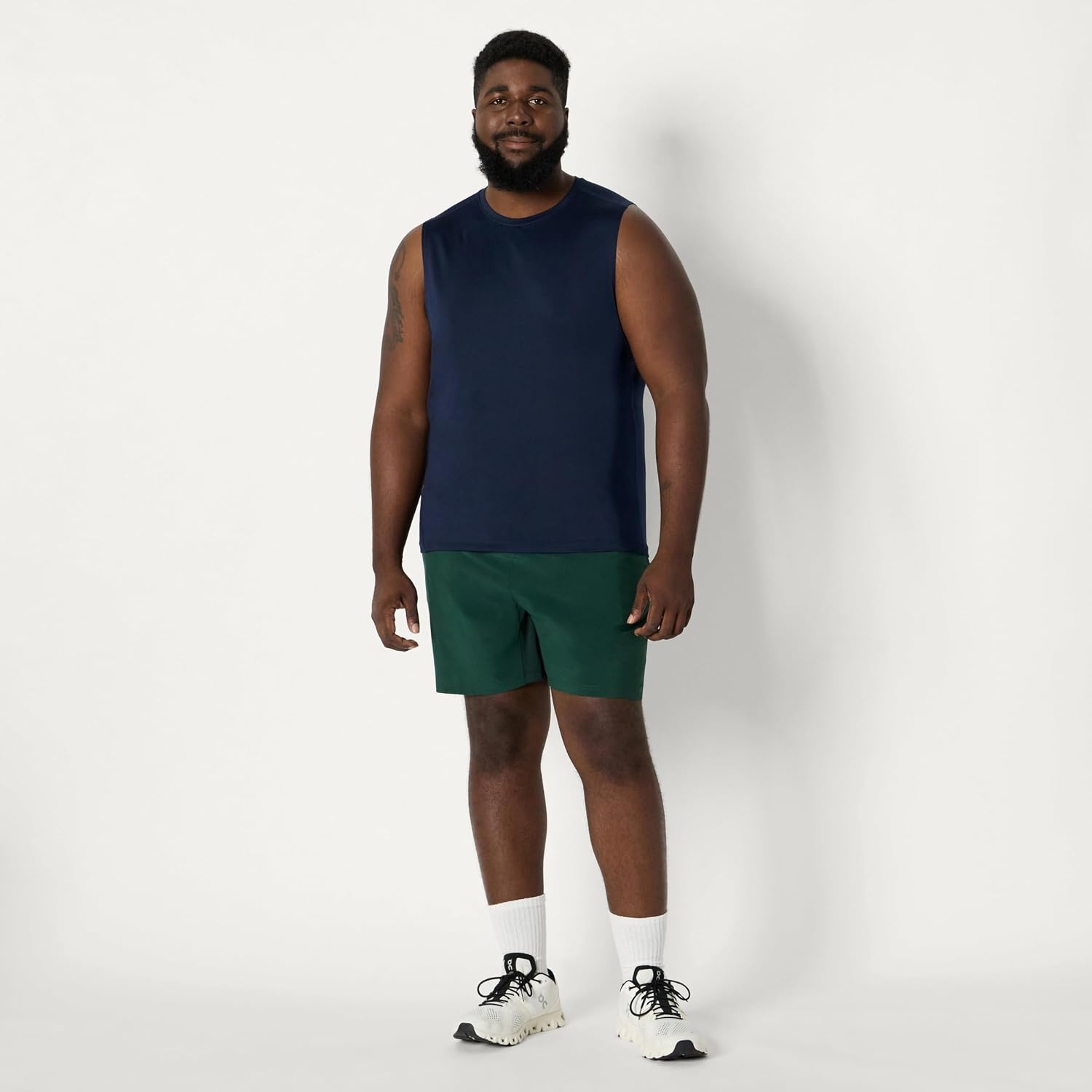 image:imageAmazon Essentials Mens Active Quick Dry MoistureWicking Tech Stretch Lightweight Sleeveless Muscle ShirtNavy