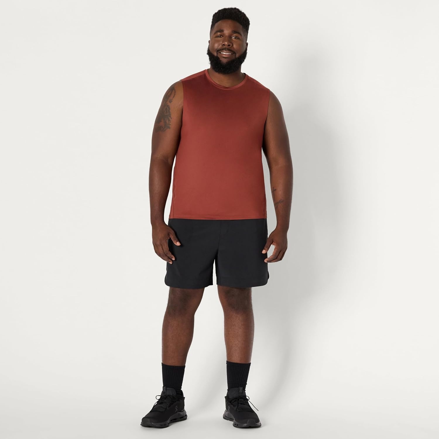 image:imageAmazon Essentials Mens Active Quick Dry MoistureWicking Tech Stretch Lightweight Sleeveless Muscle ShirtRich Chestnut Brown