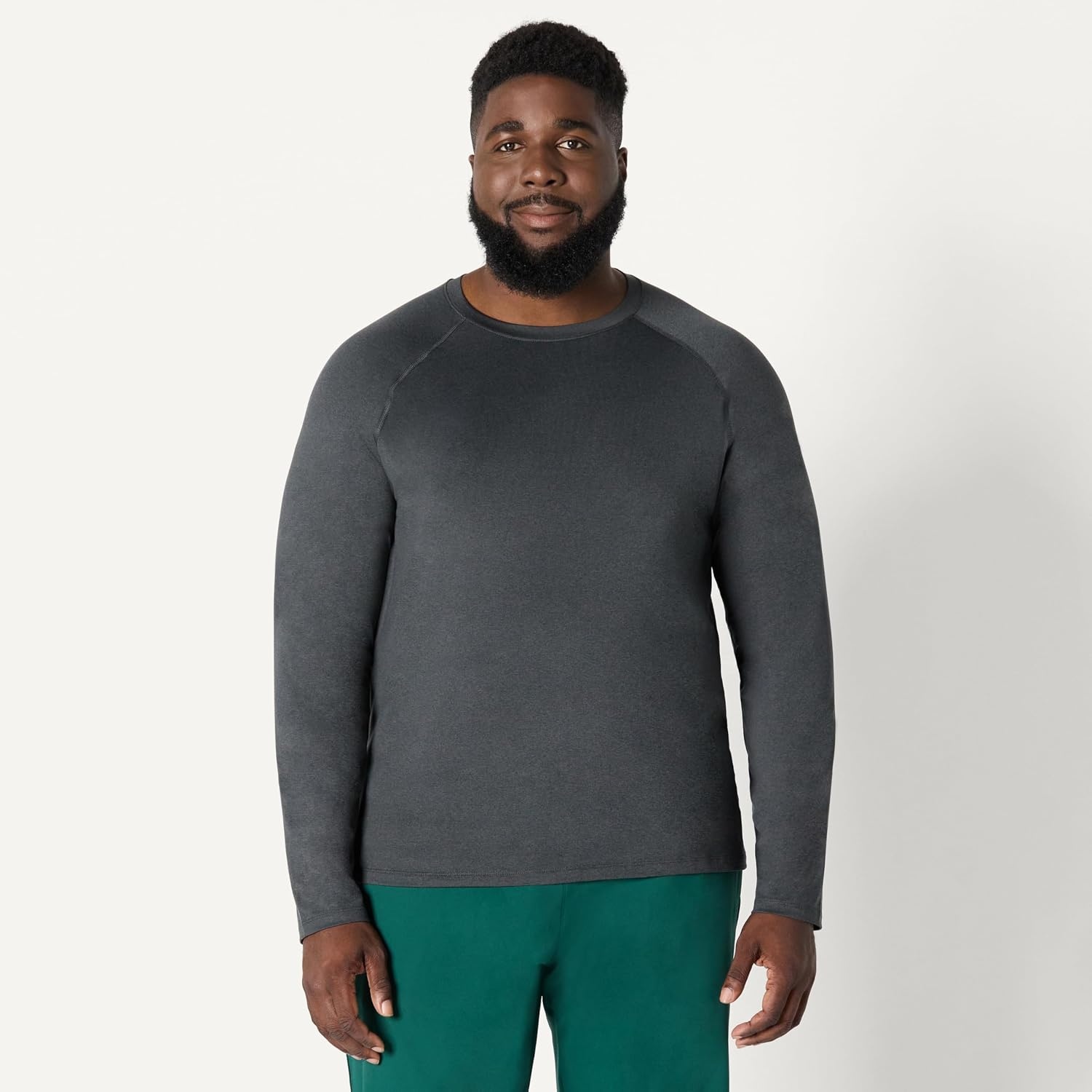 image:imageAmazon Essentials Mens Active Quick Dry Tech Stretch Lightweight LongSleeve TShirt Available in BigampTallBlack Heather Graphite