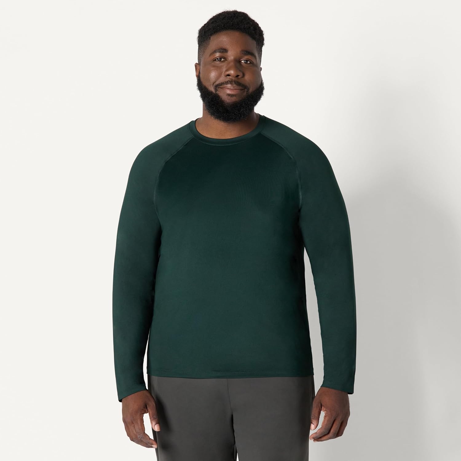 image:imageAmazon Essentials Mens Active Quick Dry Tech Stretch Lightweight LongSleeve TShirt Available in BigampTallDark Green Heather Graphite