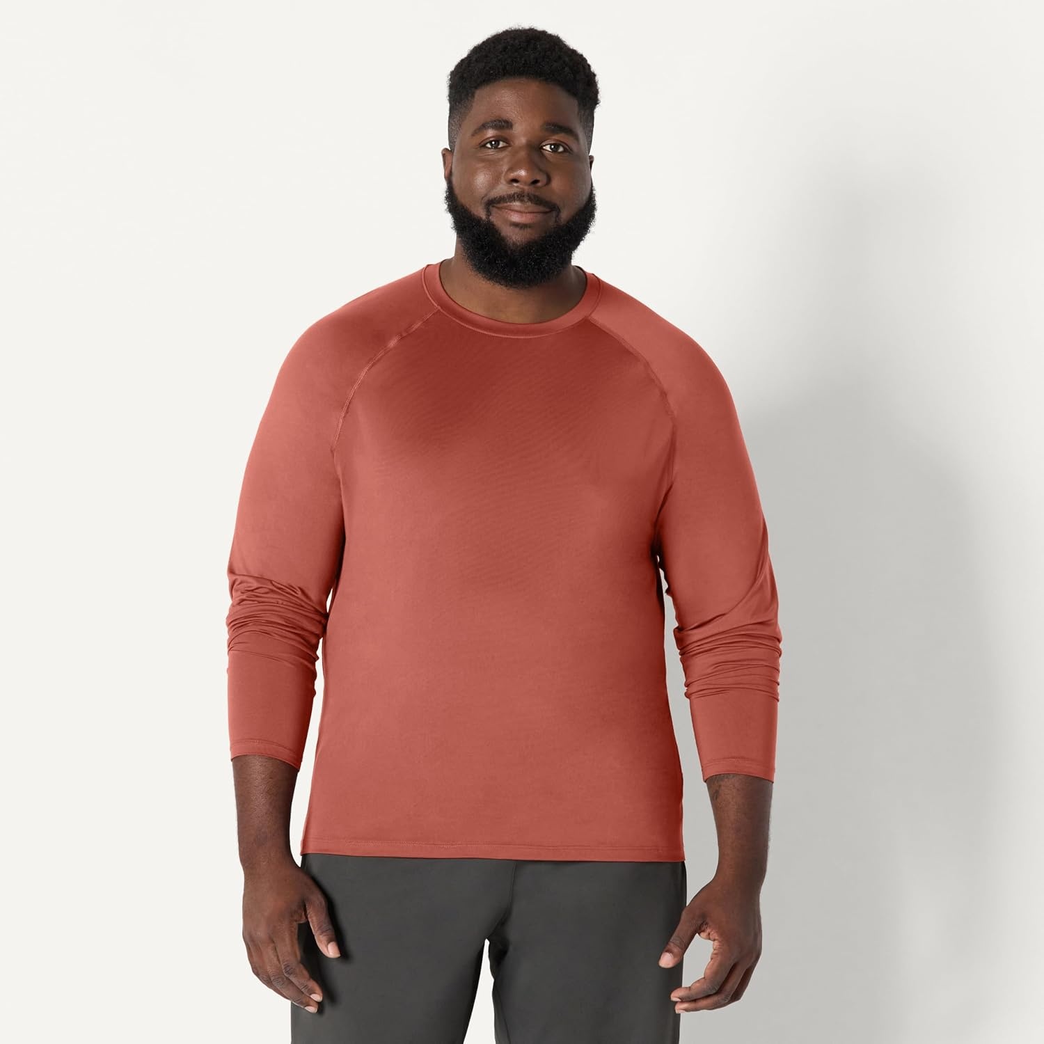 image:imageAmazon Essentials Mens Active Quick Dry Tech Stretch Lightweight LongSleeve TShirt Available in BigampTallHenna Heather Graphite