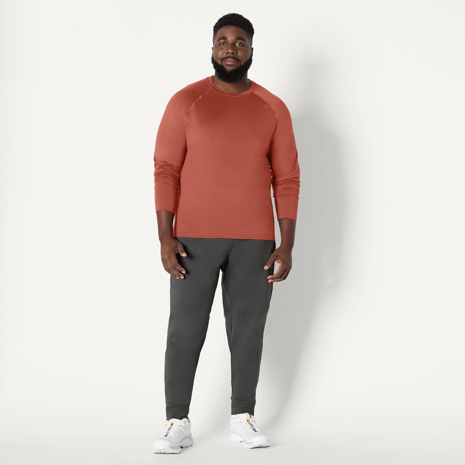 image:imageAmazon Essentials Mens Active Quick Dry Tech Stretch Lightweight LongSleeve TShirt Available in BigampTallHenna Heather Graphite