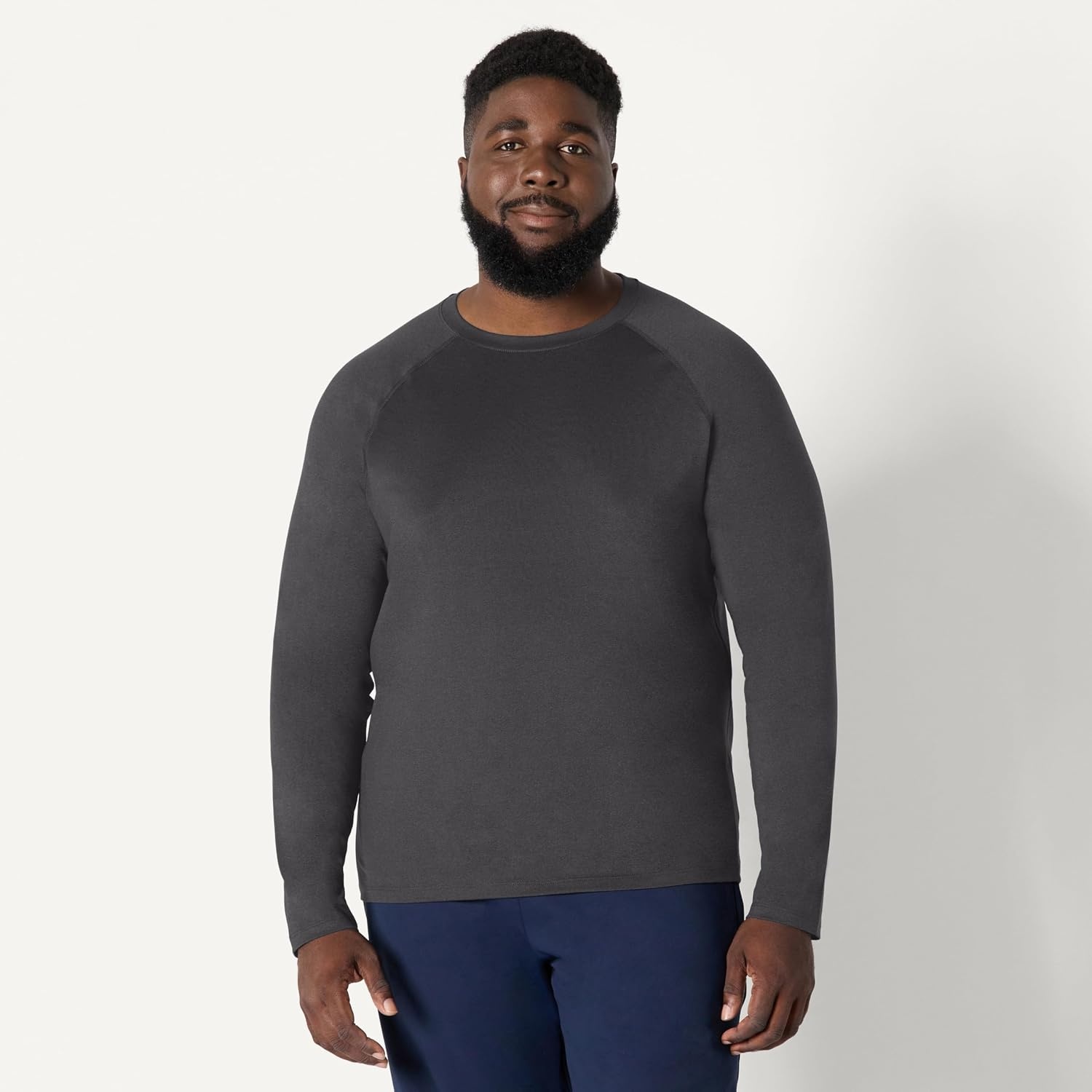 image:imageAmazon Essentials Mens Active Quick Dry Tech Stretch Lightweight LongSleeve TShirt Available in BigampTallNavy Heather Graphite