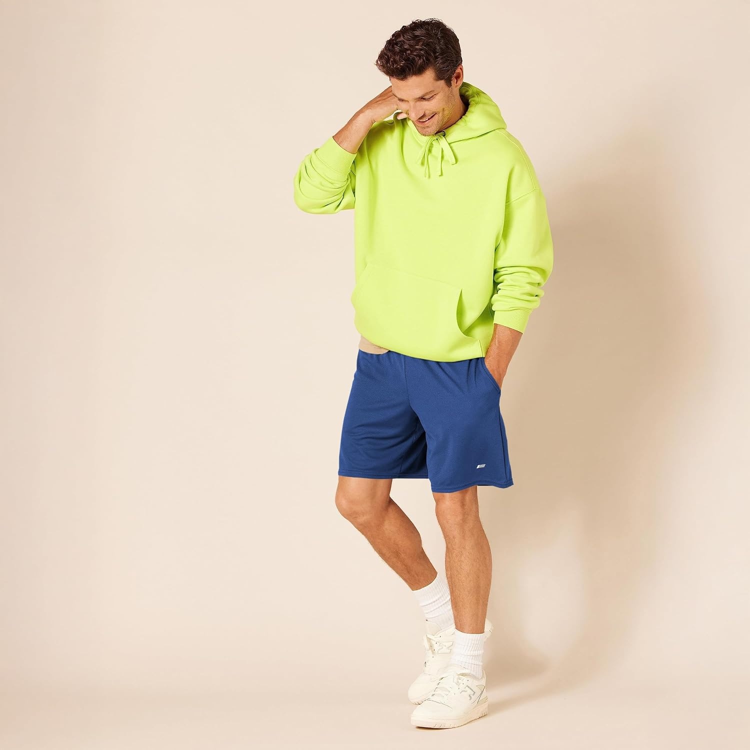 image:imageAmazon Essentials Mens Athletic Basketball Gym Shorts Breathable Moisture Wicking LooseFit Performance Tech Pack of 2Green CamouflageNavy