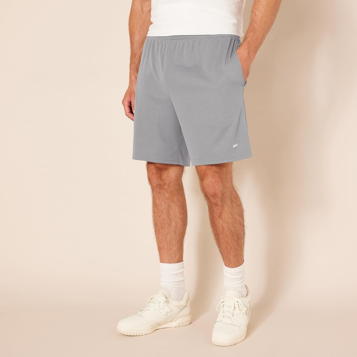 image:imageAmazon Essentials Mens Athletic Basketball Gym Shorts Breathable Moisture Wicking LooseFit Performance Tech Pack of 2GreyNavy