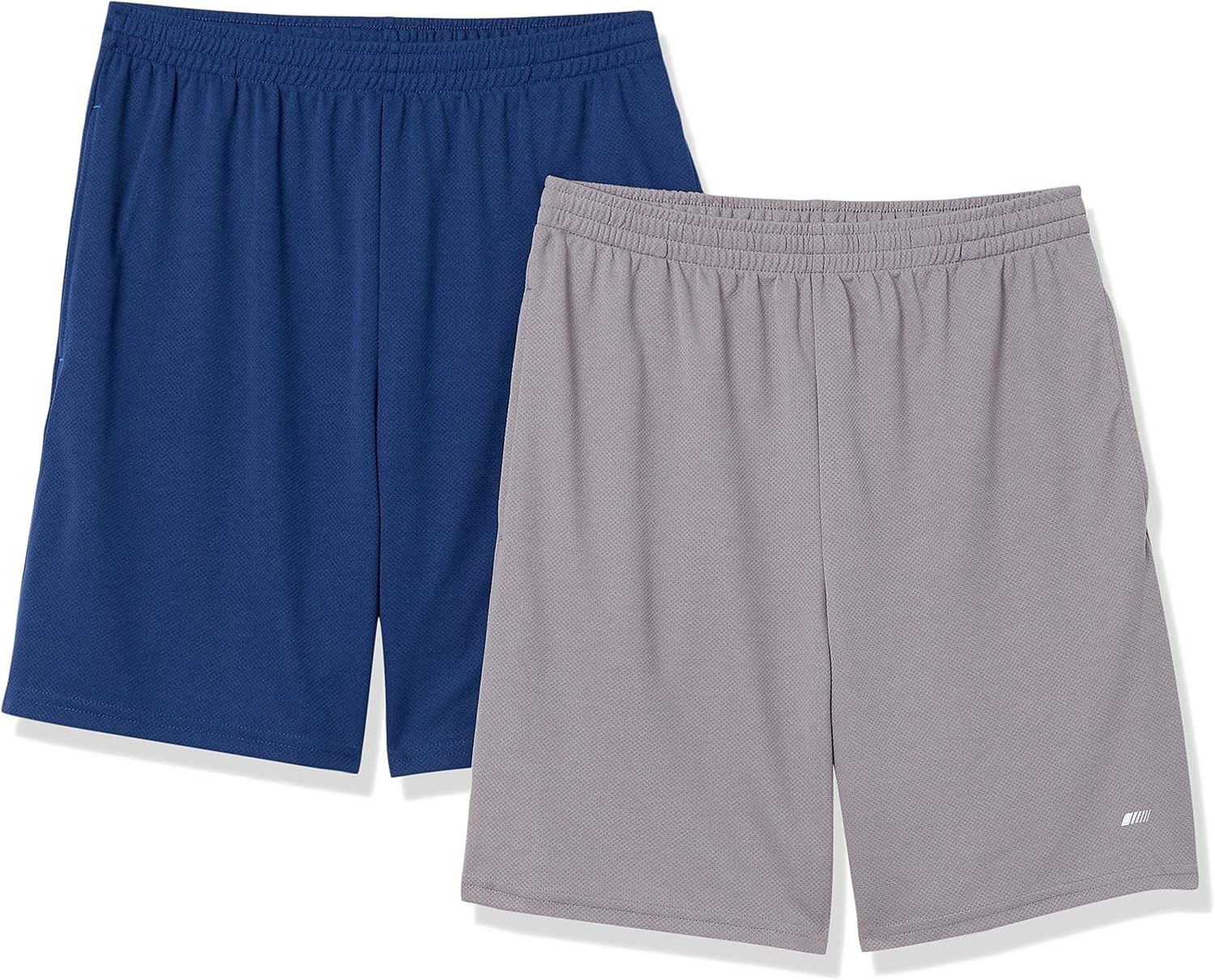 image:imageAmazon Essentials Mens Athletic Basketball Gym Shorts Breathable Moisture Wicking LooseFit Performance Tech Pack of 2GreyNavy