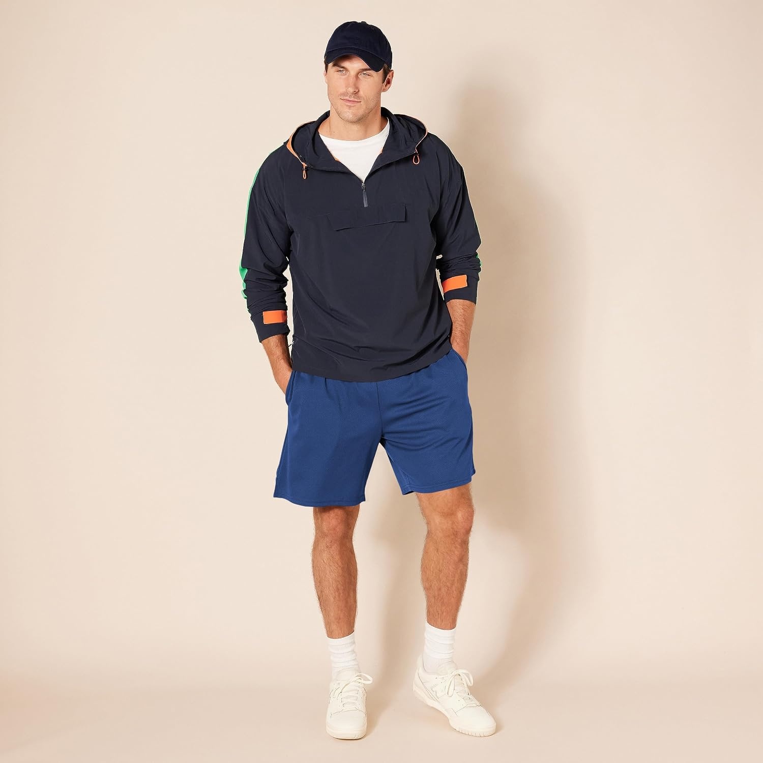 image:imageAmazon Essentials Mens Athletic Basketball Gym Shorts Breathable Moisture Wicking LooseFit Performance Tech Pack of 2NavyTomato Red