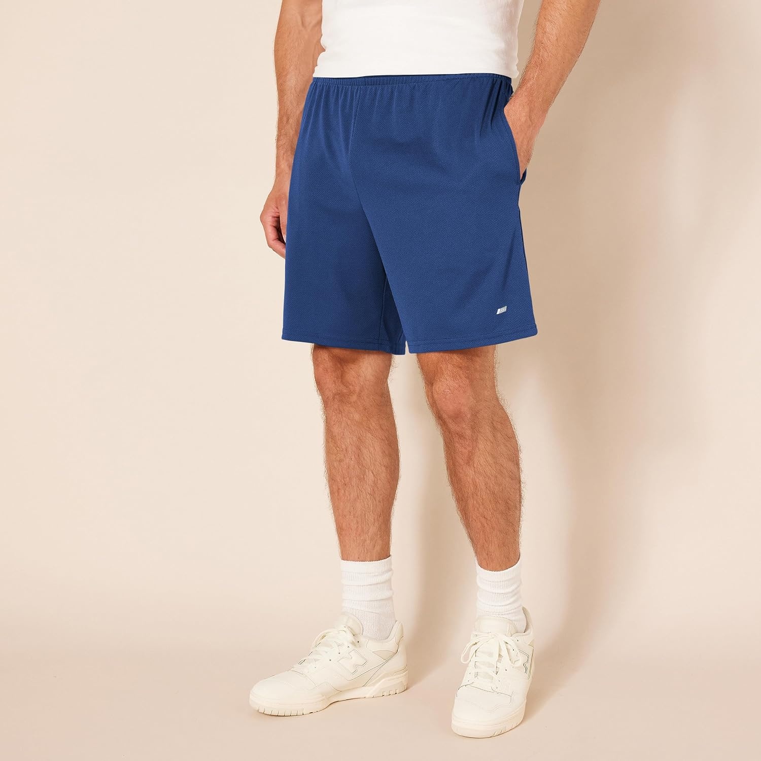 image:imageAmazon Essentials Mens Athletic Basketball Gym Shorts Breathable Moisture Wicking LooseFit Performance Tech Pack of 2NavyTomato Red