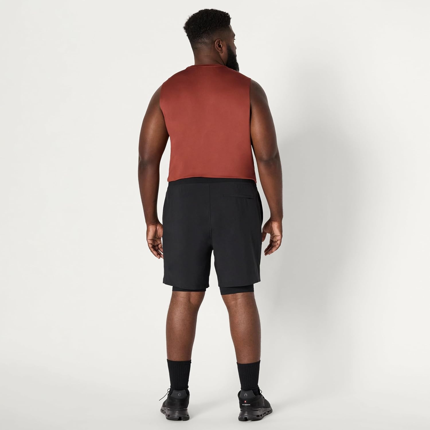 image:imageAmazon Essentials Mens Athletic Running Training Shorts Performance Stretch Woven Workout Shorts 7Black
