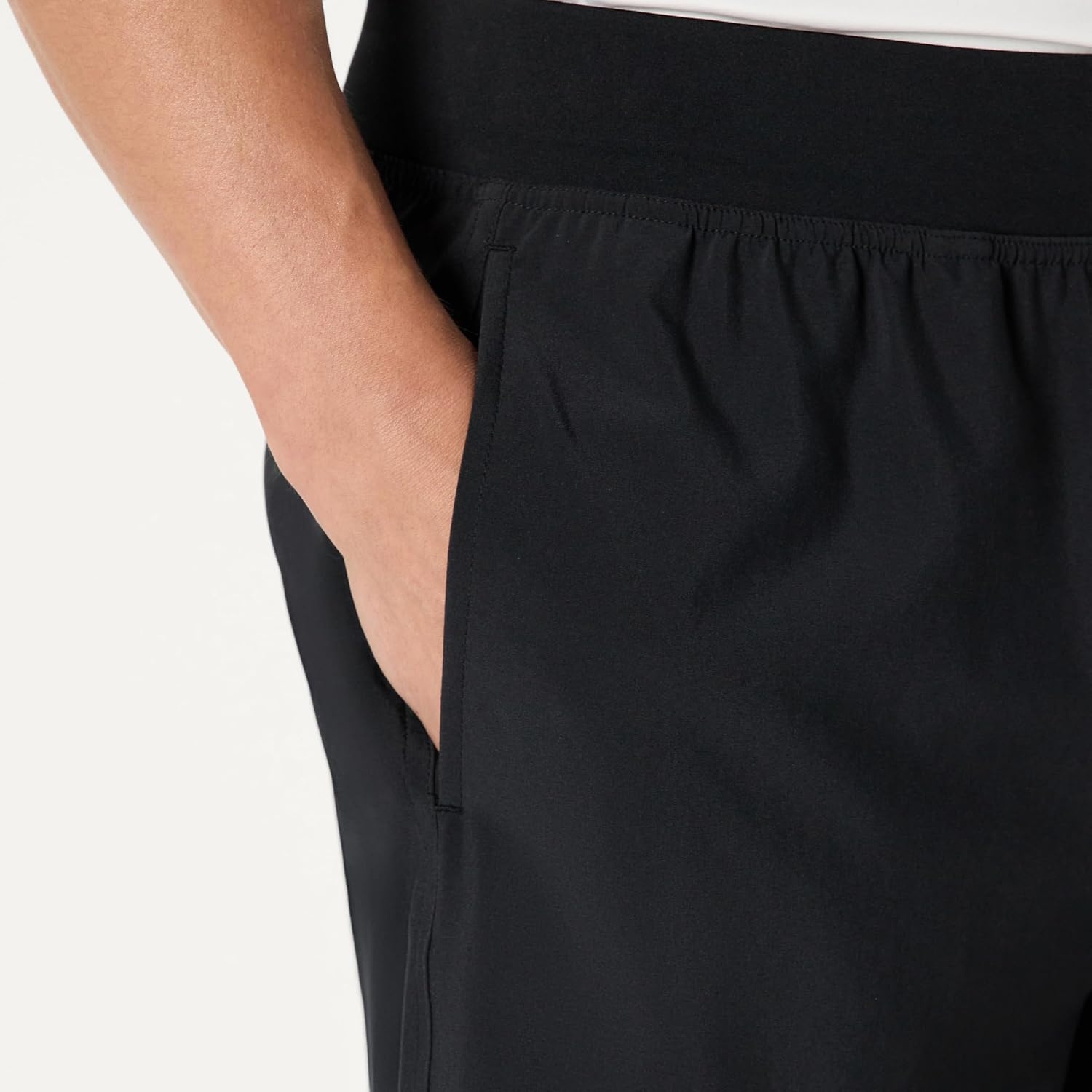 image:imageAmazon Essentials Mens Athletic Running Training Shorts Performance Stretch Woven Workout Shorts 7Black