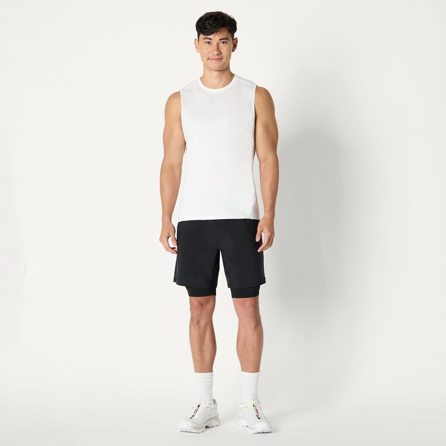 image:imageAmazon Essentials Mens Athletic Running Training Shorts Performance Stretch Woven Workout Shorts 7Black