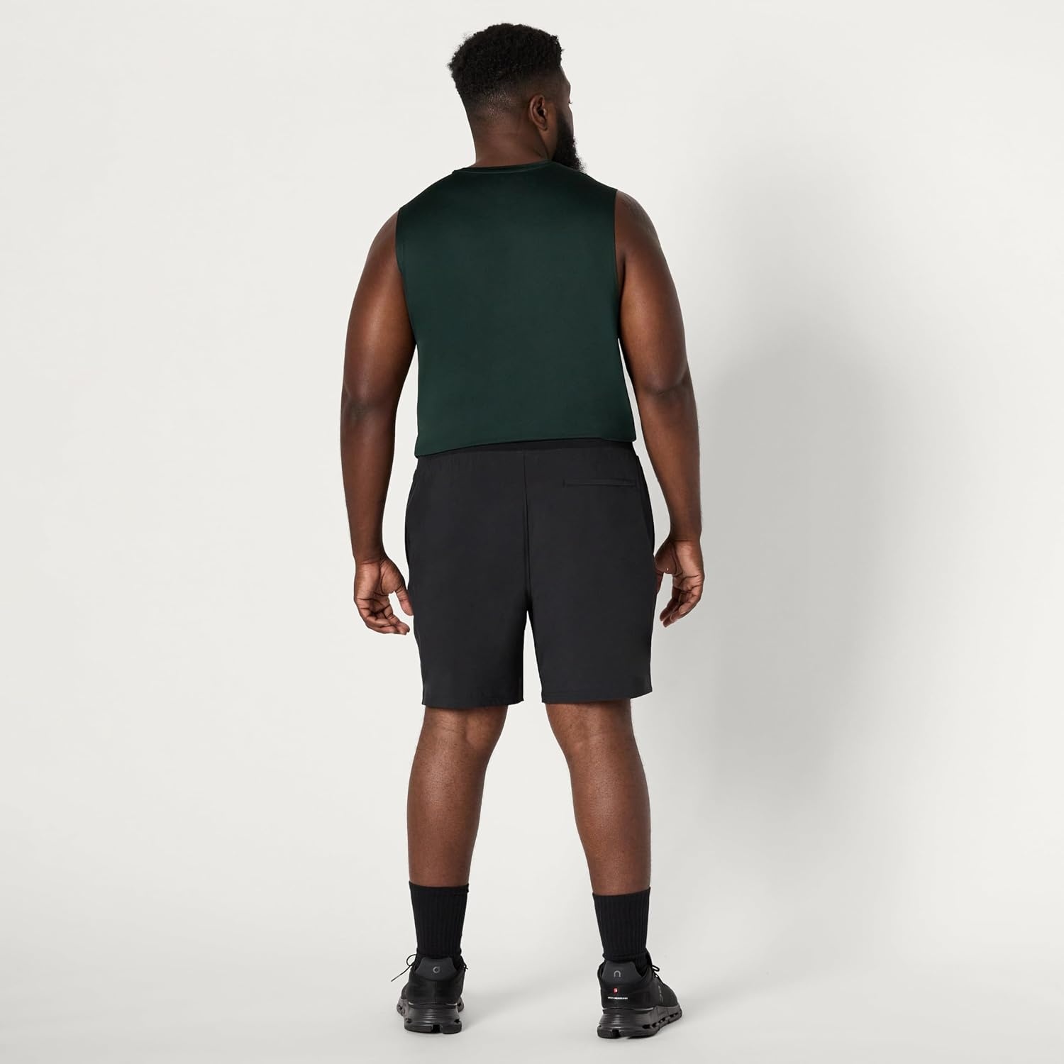 image:imageAmazon Essentials Mens Athletic Running Training Shorts Performance Stretch Woven Workout Shorts 7Black