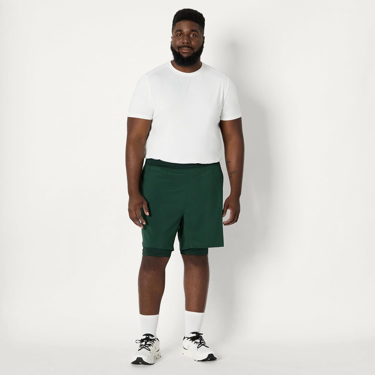 image:imageAmazon Essentials Mens Athletic Running Training Shorts Performance Stretch Woven Workout Shorts 7Dark Green