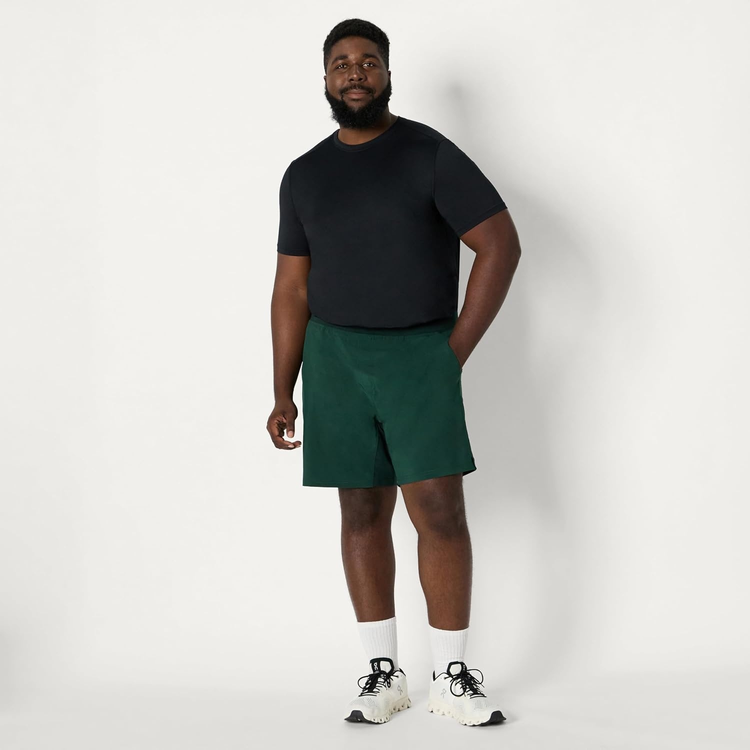 image:imageAmazon Essentials Mens Athletic Running Training Shorts Performance Stretch Woven Workout Shorts 7Dark Green